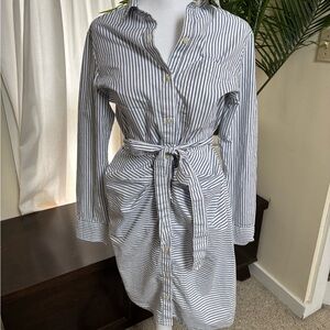 Gap Striped Button-Down Shirt Dress